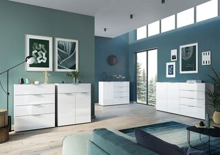 CASAVANTI Sideboard OAKLAND 134 x 102 cm Glas Weiß/Weiß