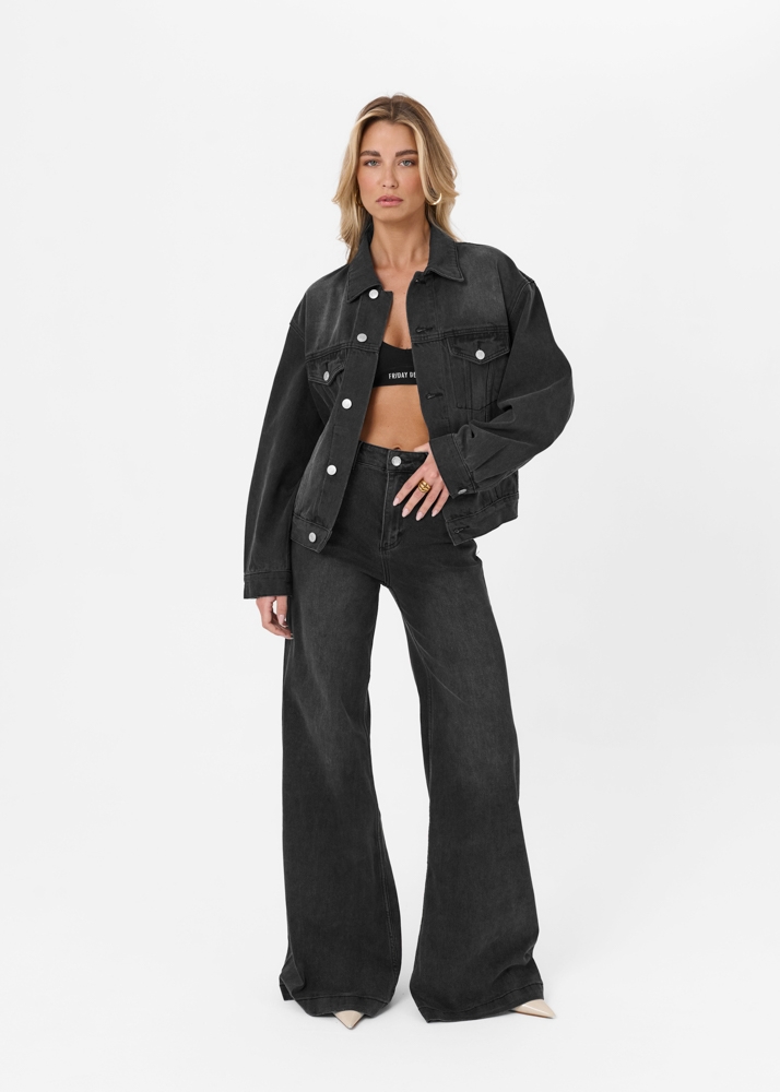 Wide flared jeans iron zwart
