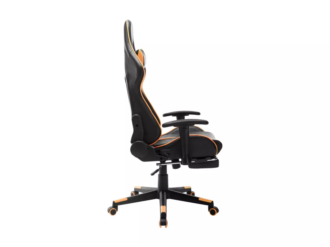 Chaise de jeu avec repose-pied Noir et orange Cuir artificiel