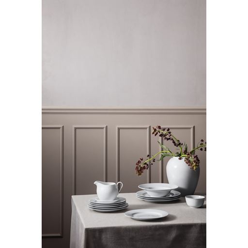 Lyngby Porcelæn Rhombe Frokosttallerken, Hvid, Ø23 cm