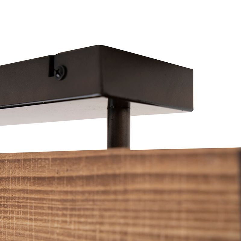 Industriële plafondlamp hout met staal 4-lichts - Reena