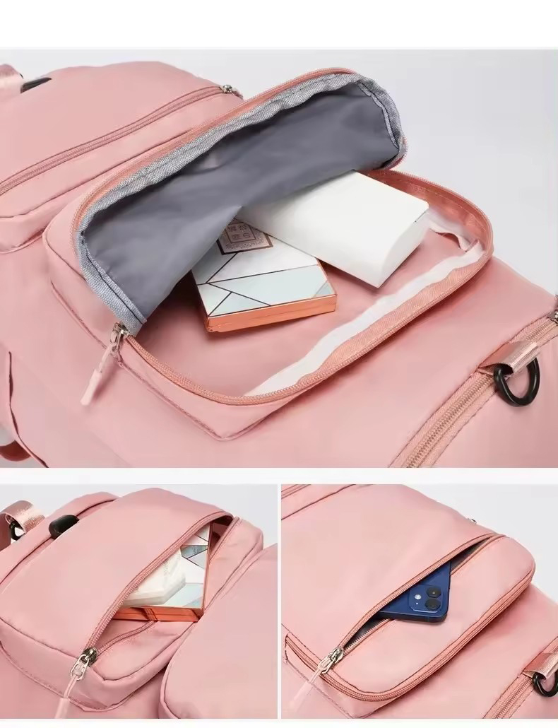 (46x32cm) Reise Rucksack Sport Tasche mit Schuh- / Nassfach - Grau