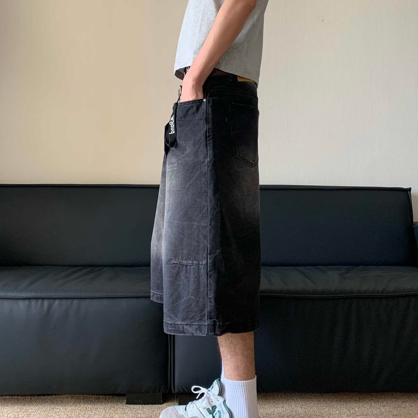 Adotuastic - Mid Rise Washed Denim Wijde Broek