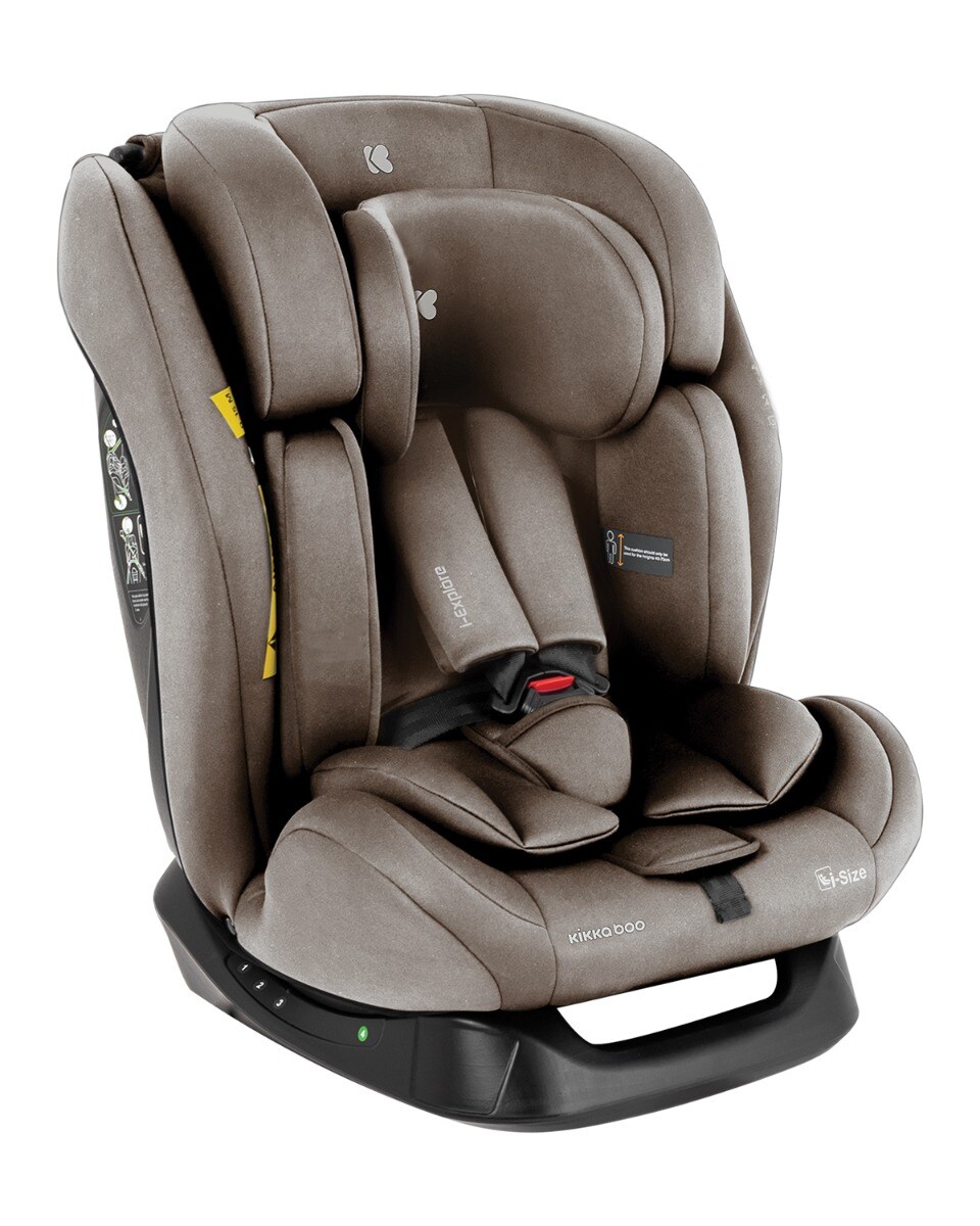 Kikkaboo Kindersitz i-Explore i-Size (40 - 150 cm) verstellbare Kopfstütze, Gurt braun