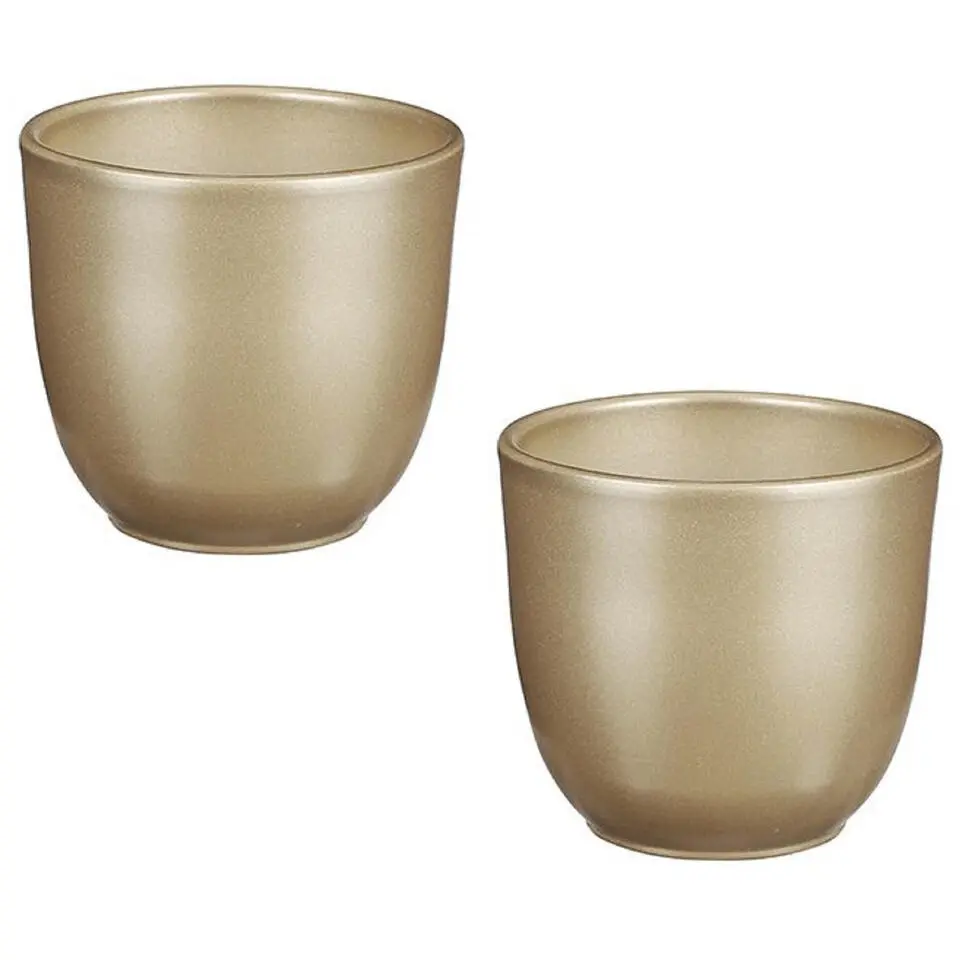 Mica Decorations Plantenpot - goud - keramiek - 12 x 11 cm