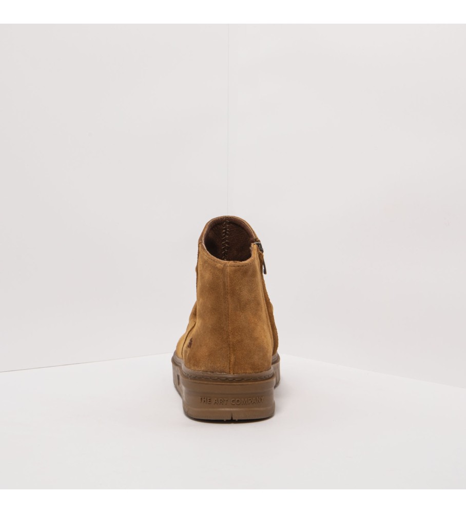 Botas de tornozelo em couro marrom artístico