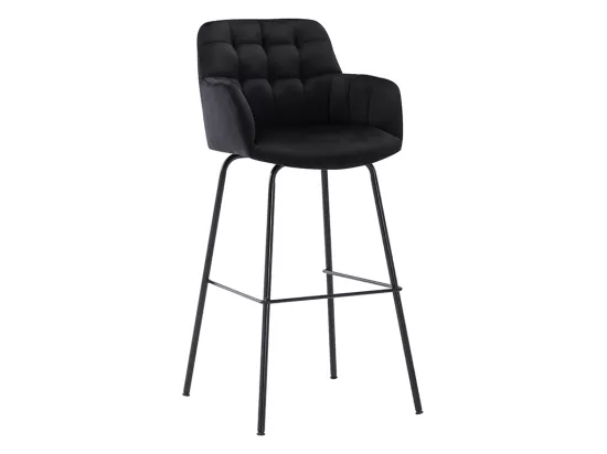 Lot de 2 tabourets de bar en velours et métal - Noir - PEGA de Pascal MORABITO