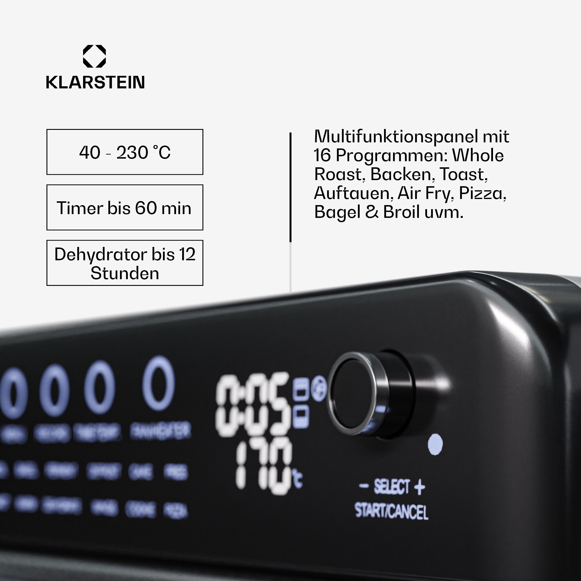 Air Glaze Digital Heißluftfritteuse | 2100 W | 16 Programme | App | 34 Liter | inkl. Zubehörset Edelstahl