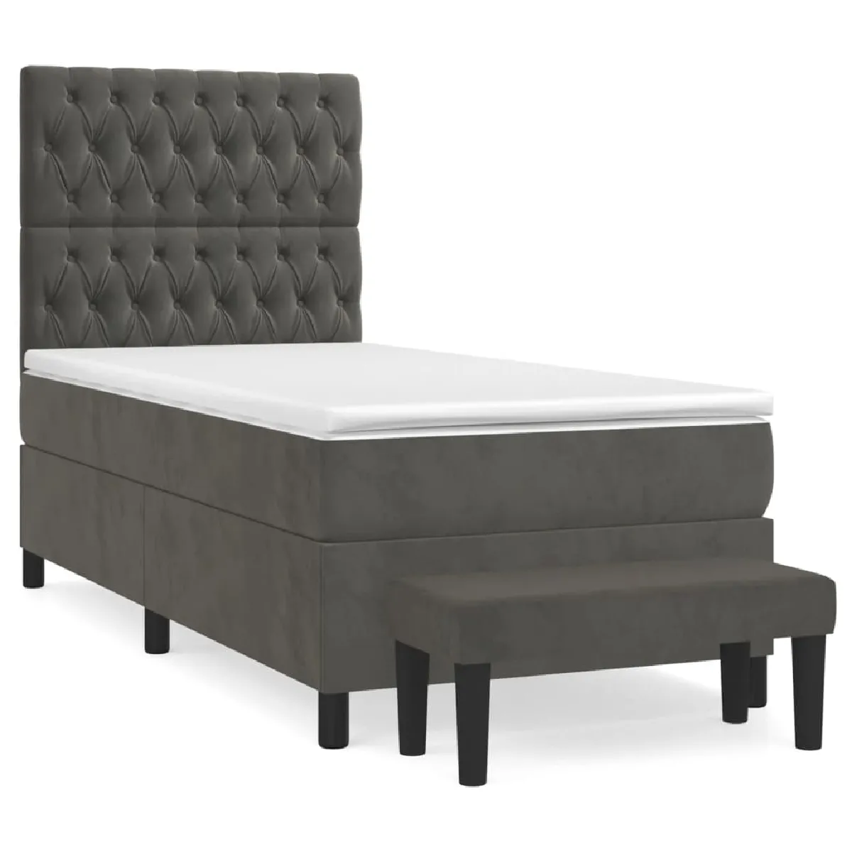 vidaXL Sommier à lattes Velours - Gris foncé