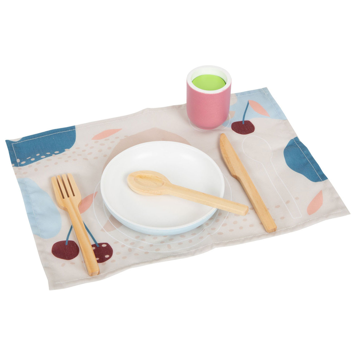 Small Foot-Houten Bestekset met Placemats, 18dlg.