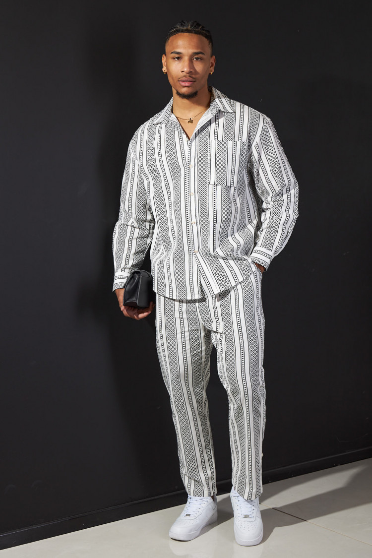 Ensemble 2 pièces chemise + pantalon blanc et noir