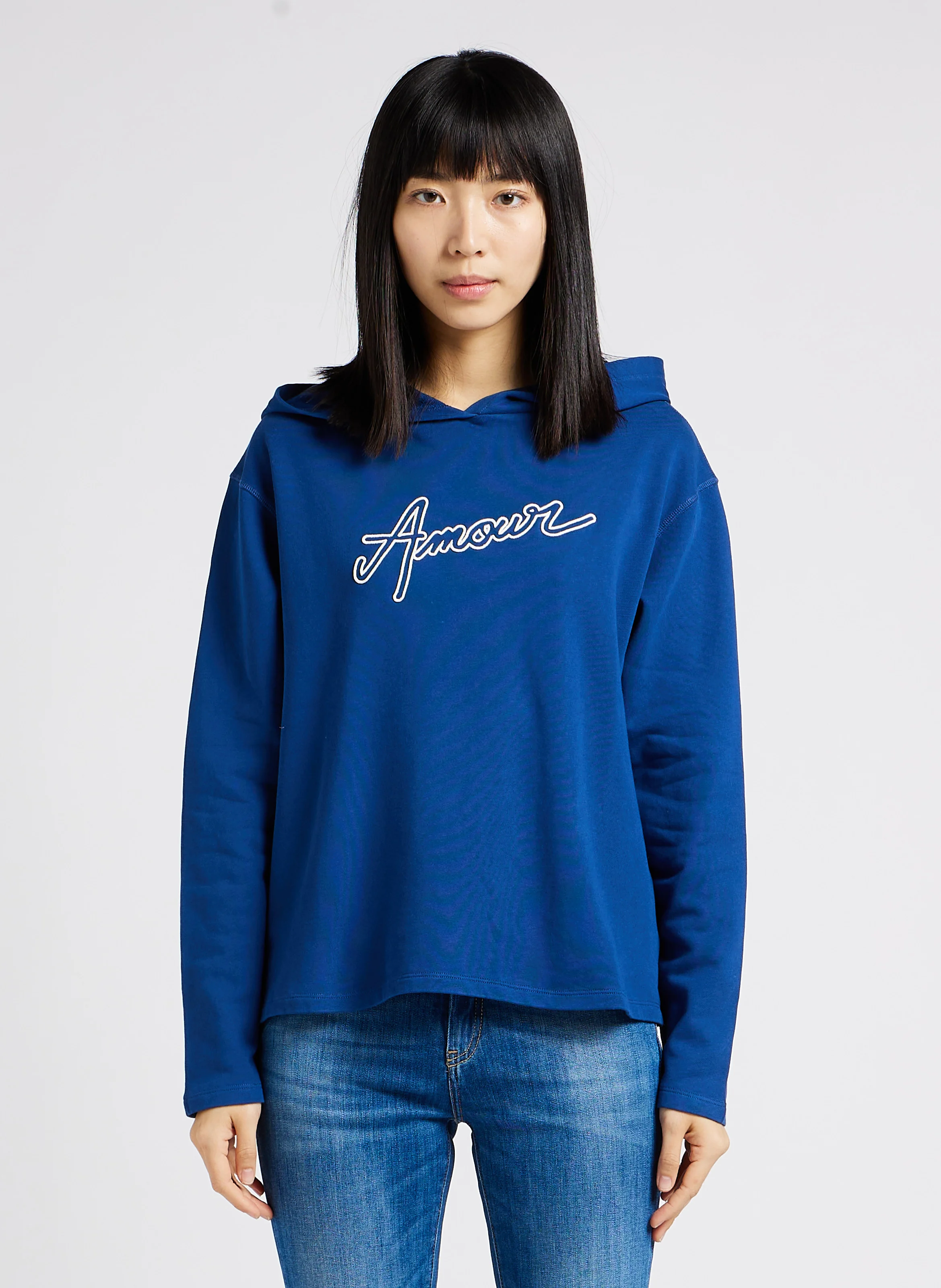 HERRAN AMOUR - Sweat-shirt ample en coton bio brodé | Bleu