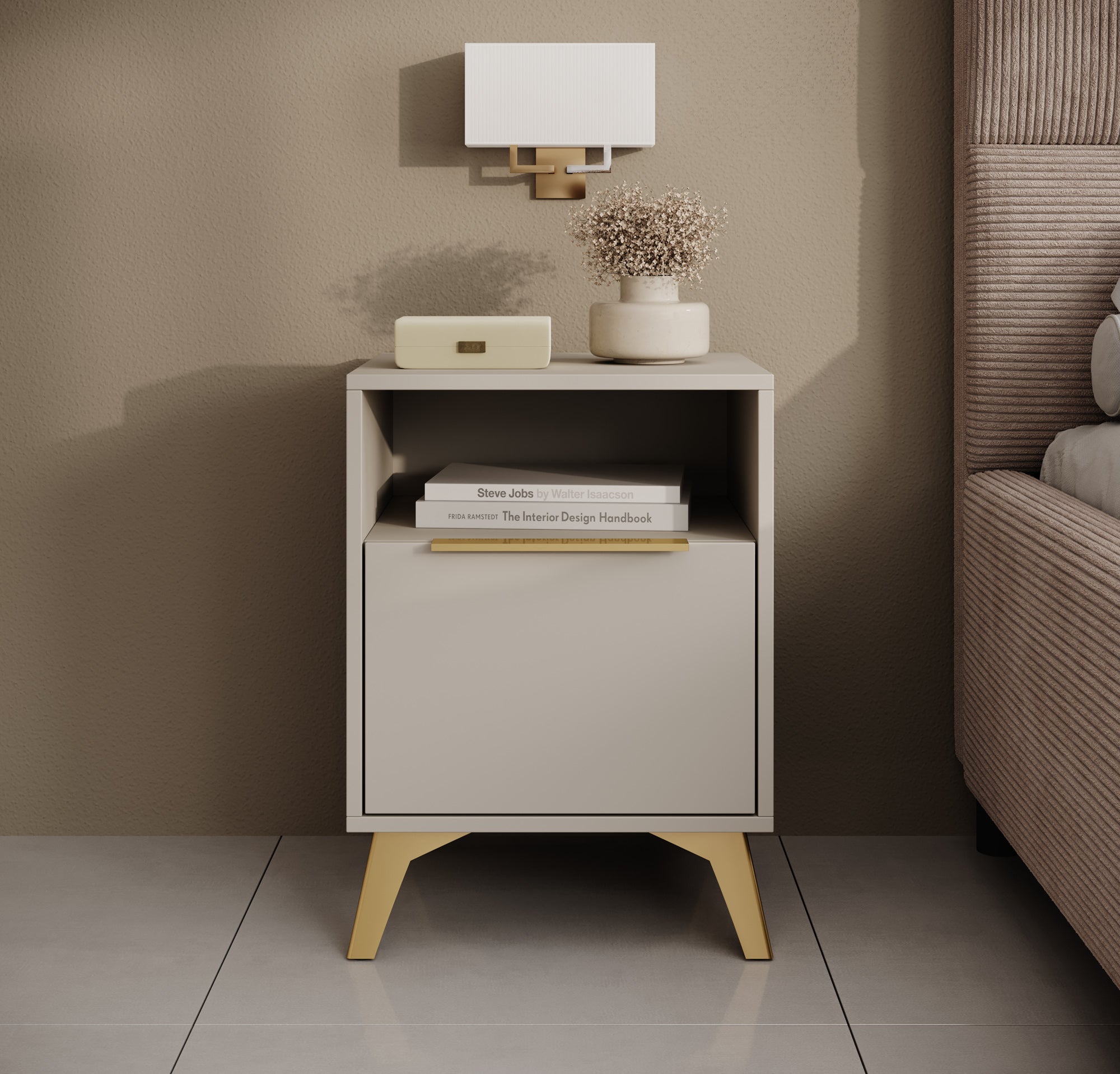 Meubella - Nachtkastje Xiano - Beige - 43 cm