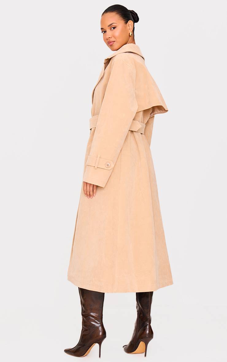 Gris Pierre Trench-coat En Faux Suède Avec Ceinture À Boucle