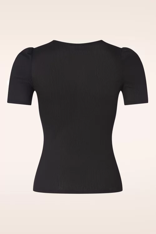 Vintage Chic for Topvintage Jessie Rib top in zwart
