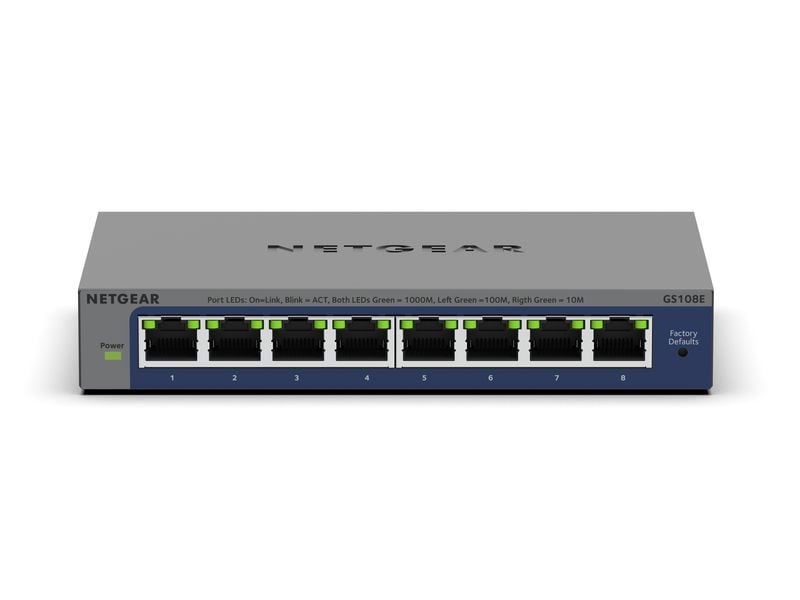 Netgear Switch GS108E 8 Port Netgear 8-Port Gigabit Plus Switch