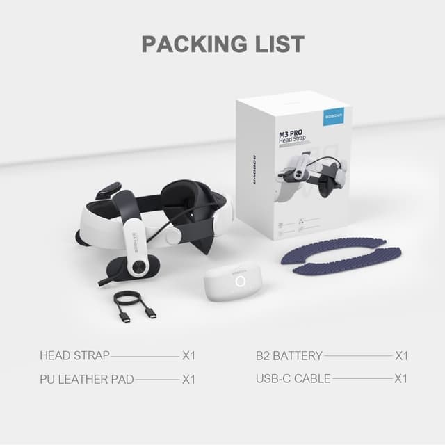 BOBOVR M3 Pro Meta Quest 3 VR Headset Batteripakke Hovedstrop