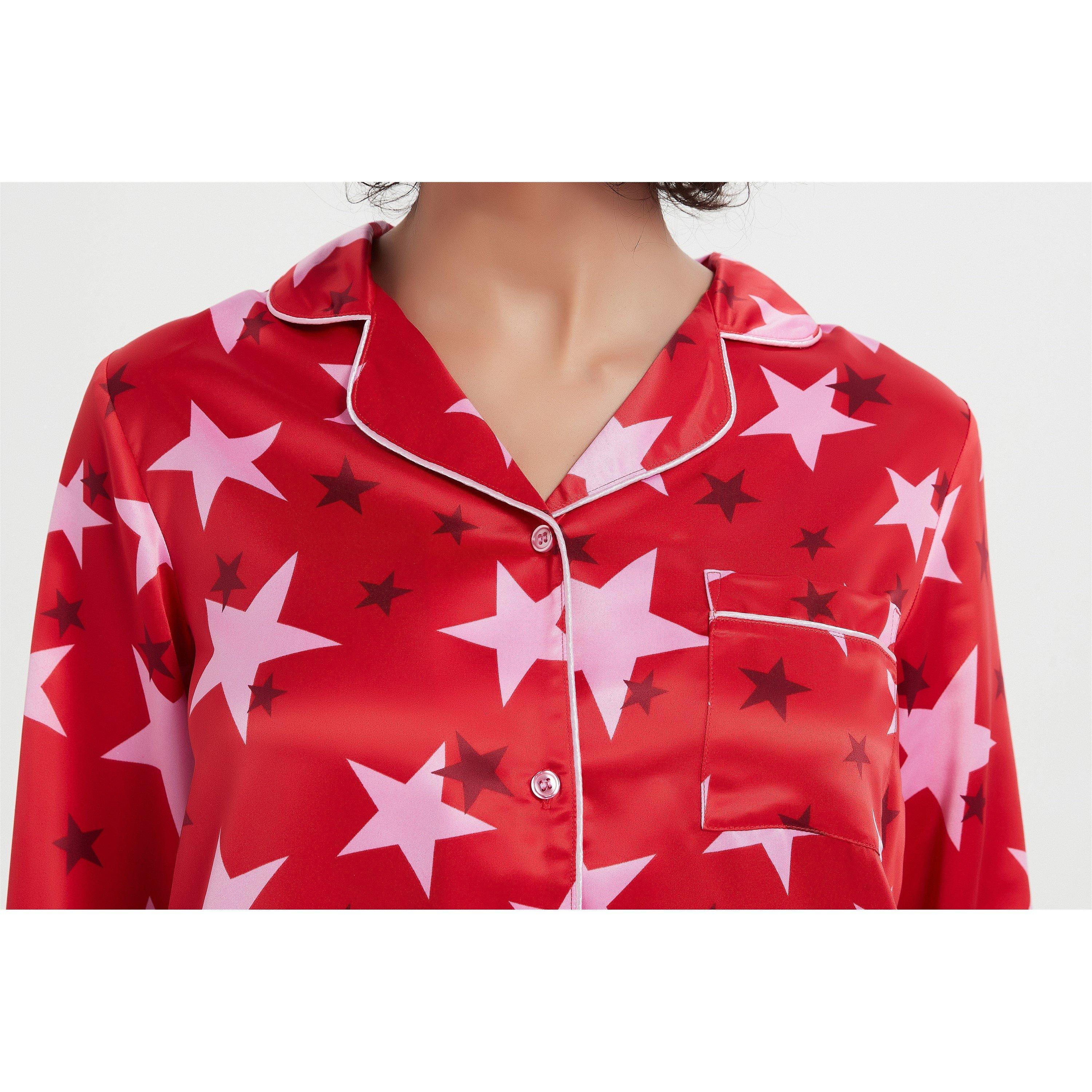 Linea Ladies Star Satin Pyjama and Eye Mask Set