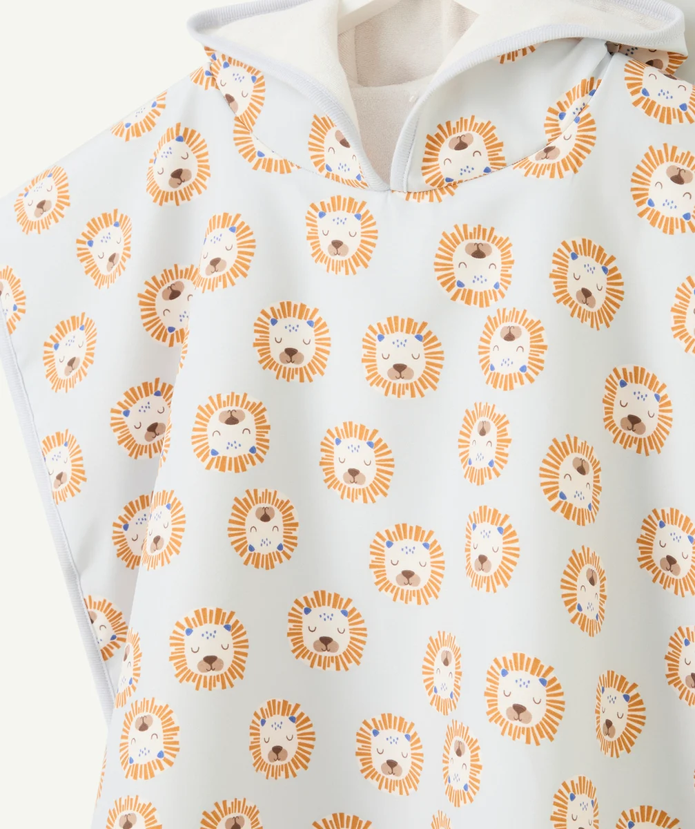 LASSIGSERVIETTE PONCHO BÉBÉ GARÇON ANTI-UV BLEUE AVEC IMPRIMÉ LION