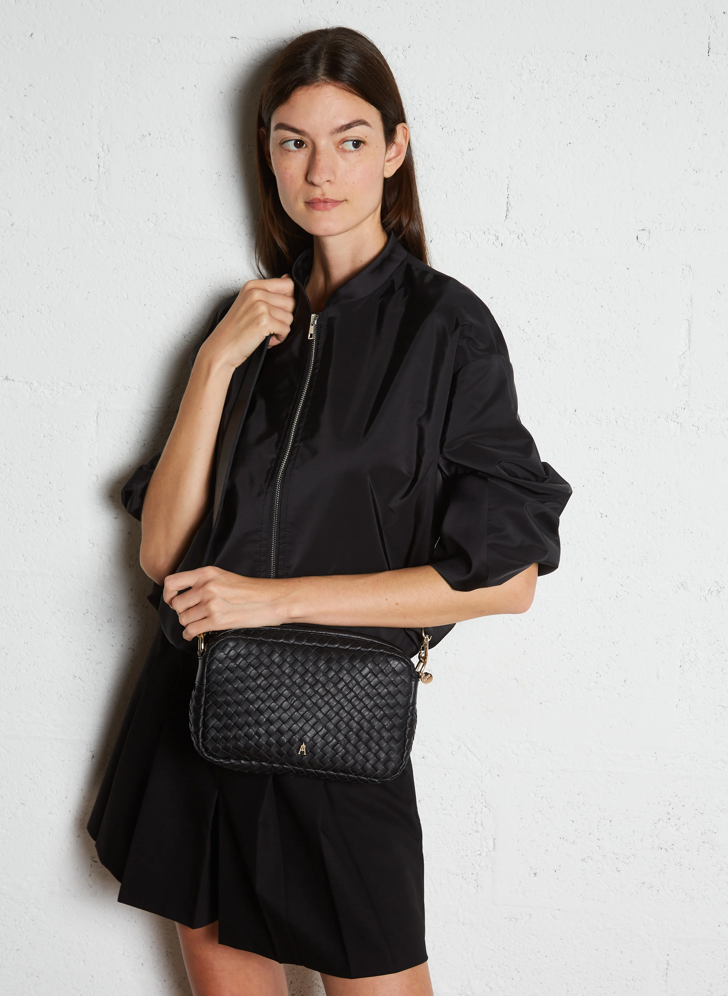 COLORADO - Sac bandoulière en cuir tressé | Noir