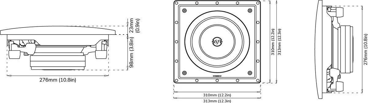 Sonus Faber Palladio PS-101G (la pièce) Caissons de basses encastrables