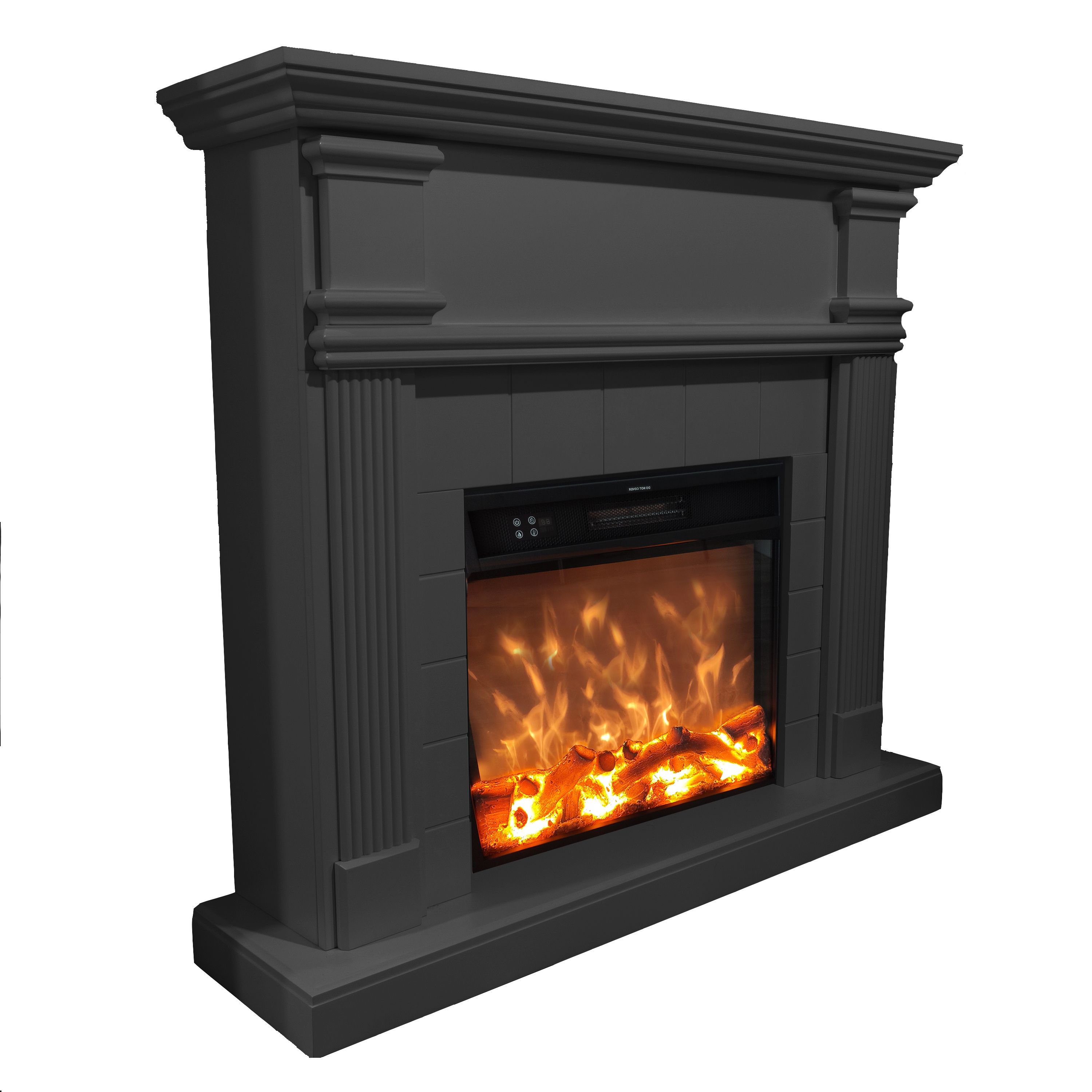 Cheminee murale 1500w caminetto fuego omar gris
