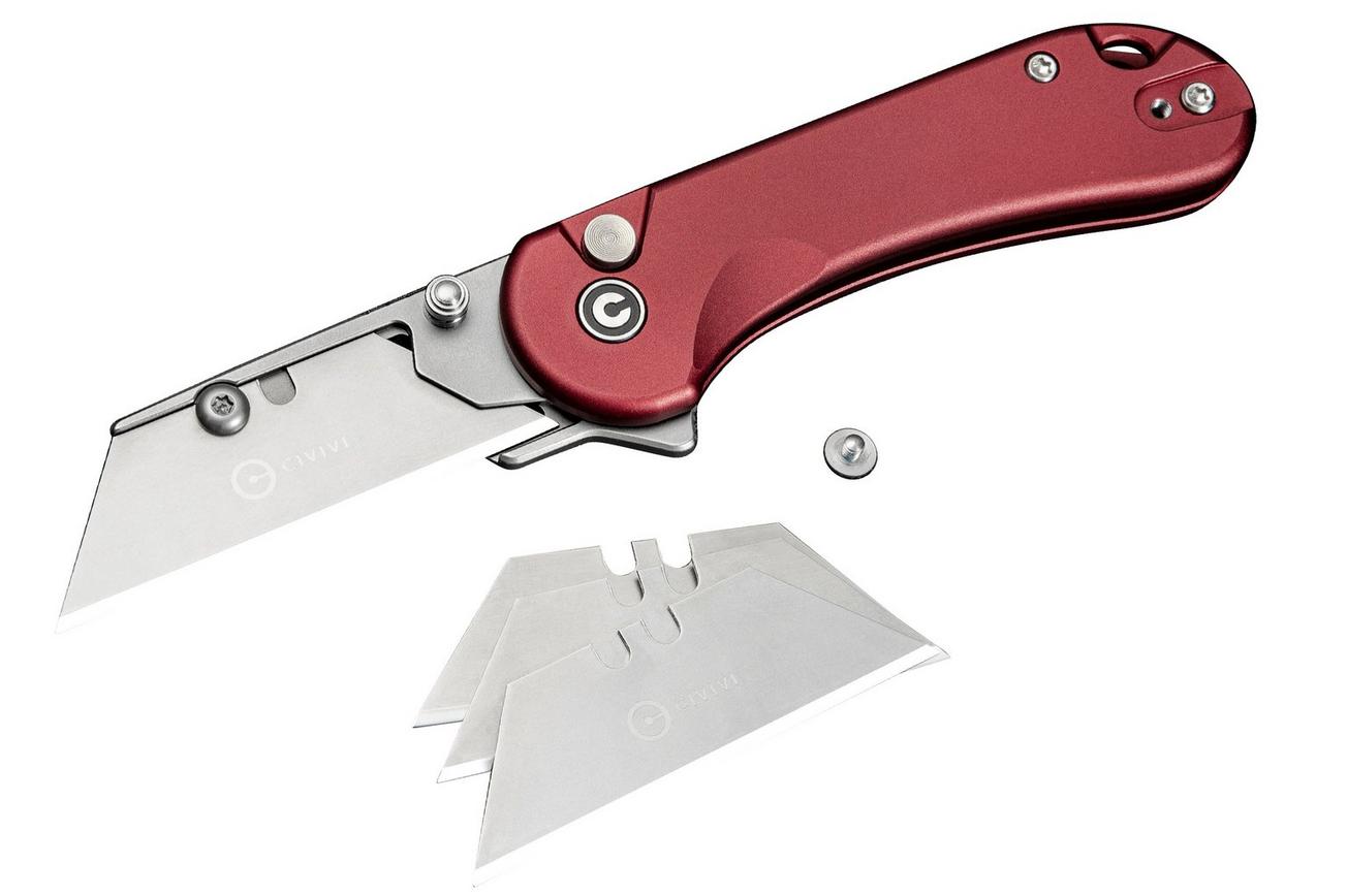 Civivi Elementum Utility C23039B-5 Burgundy Aluminium, Stonewashed Blade Holder, Plain 6Cr Blade, utility zakmes