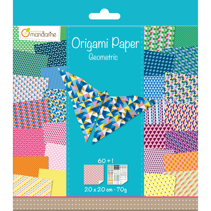 Mandarine Origamipapier Geometric, 20 x 20 cm, assortiert, 60 Blatt
