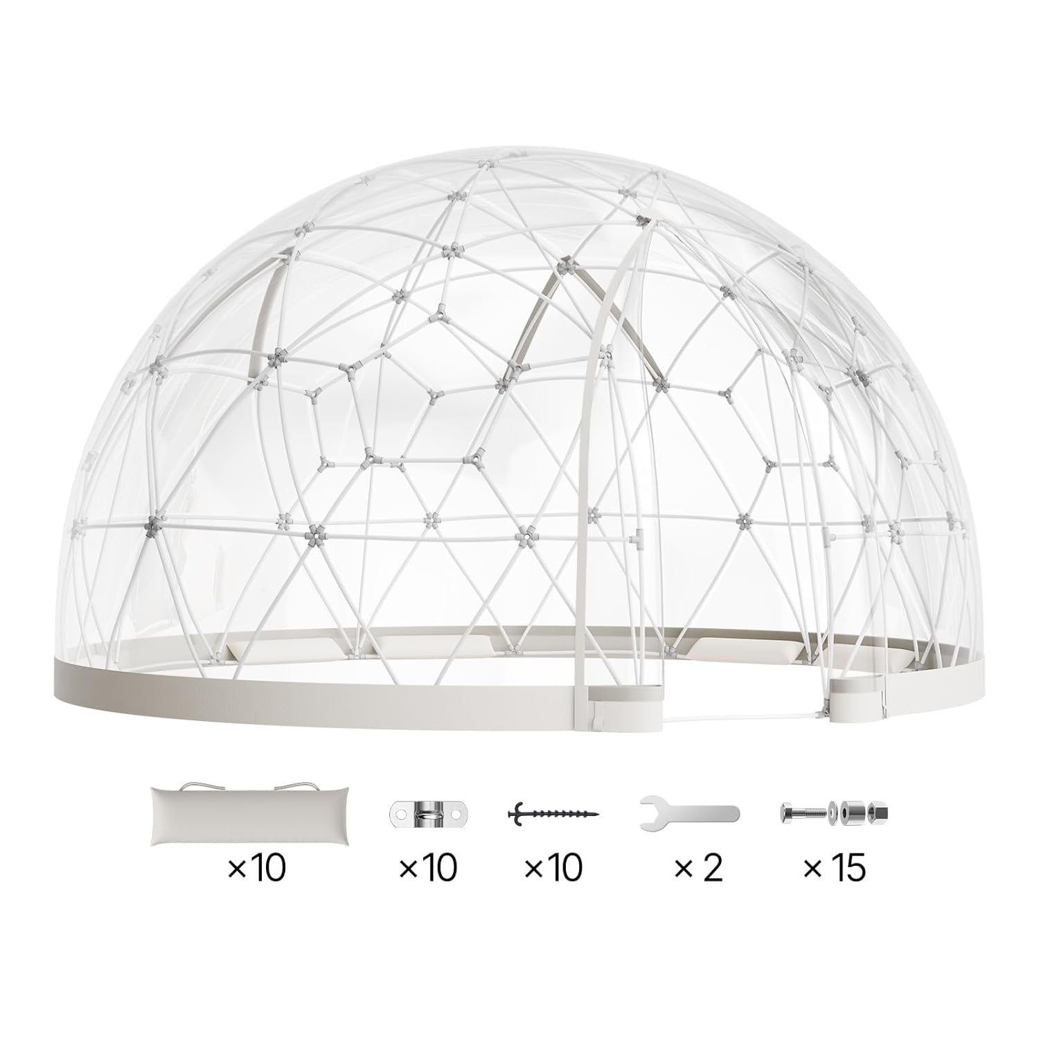 VEVOR Gartenkuppel, 4,57x2,9 m großes transparentes Blasenzelt für 10–14 Personen, geodätisches Kuppelgewächshaus mit Fenster, PVC-Zelt für Hinterhof, Terrasse, Camping, Party, Hochzeit