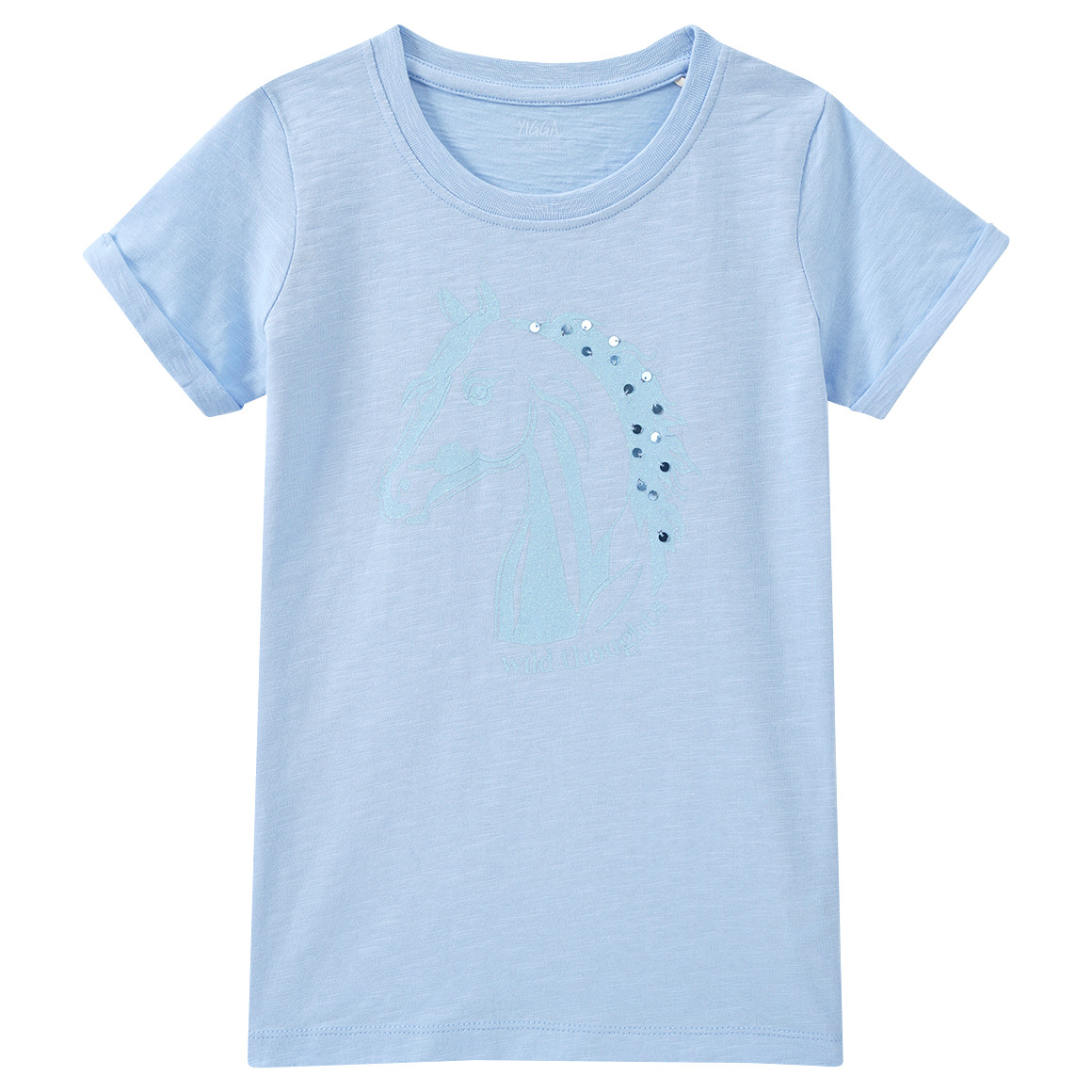 Yigga Mädchen T-Shirt mit Pferde-Motiv hellblau