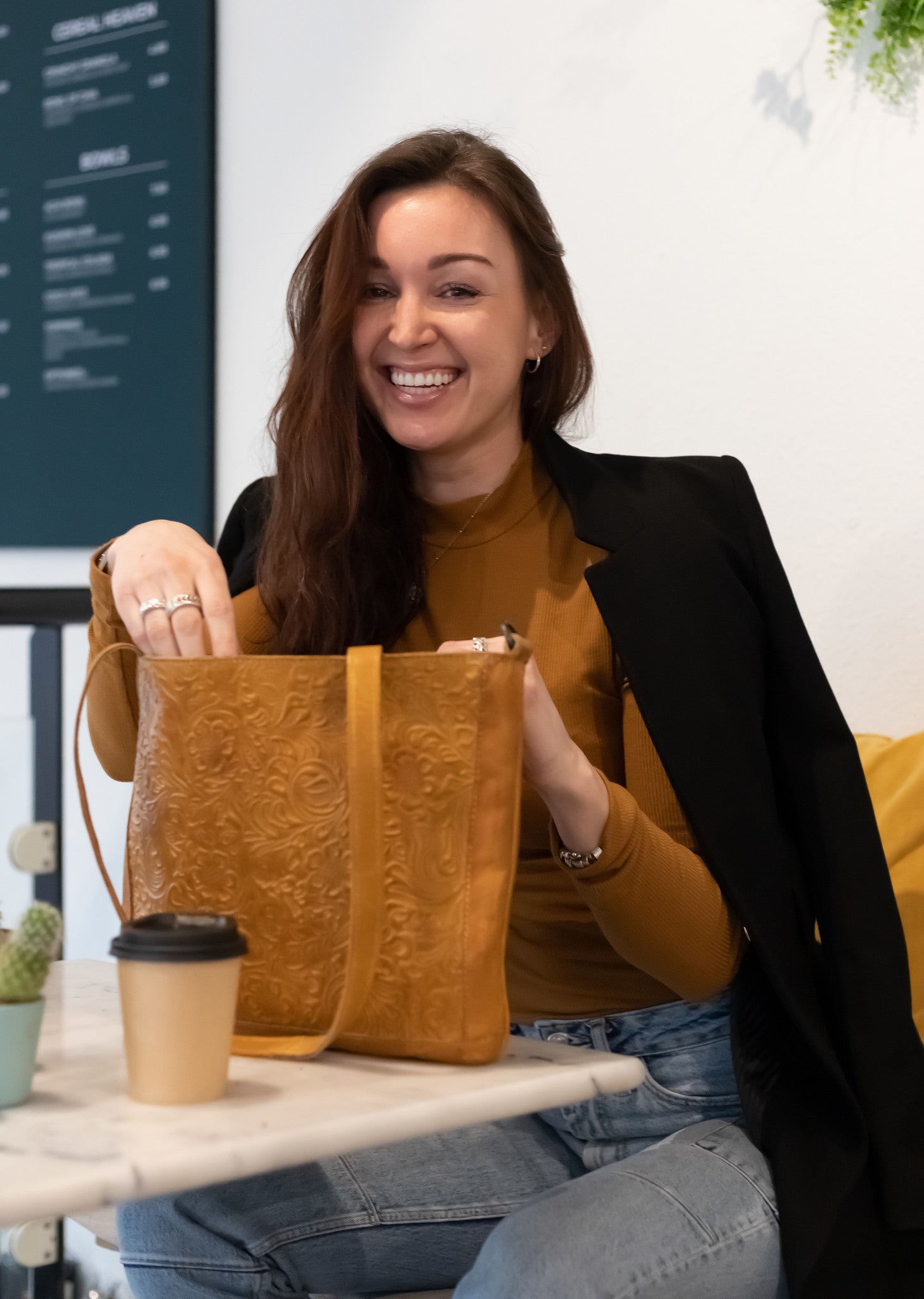 Shopper 'Flora' zwart Zwart