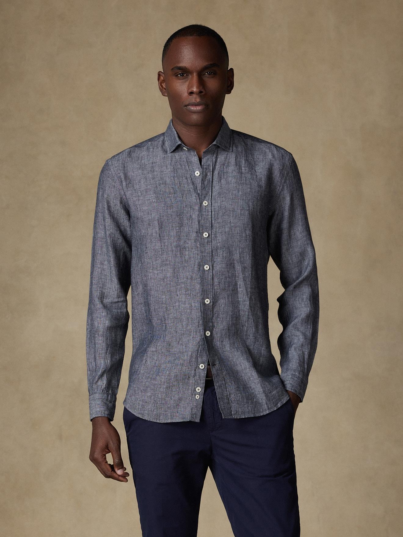 Chemise Olaf en lin anthracite