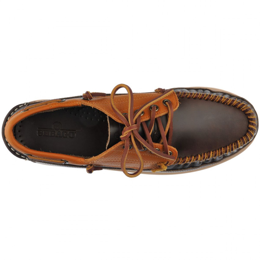 SENECA DARK BROWN OCRA-Mocassin bicolore en cuir pour homme