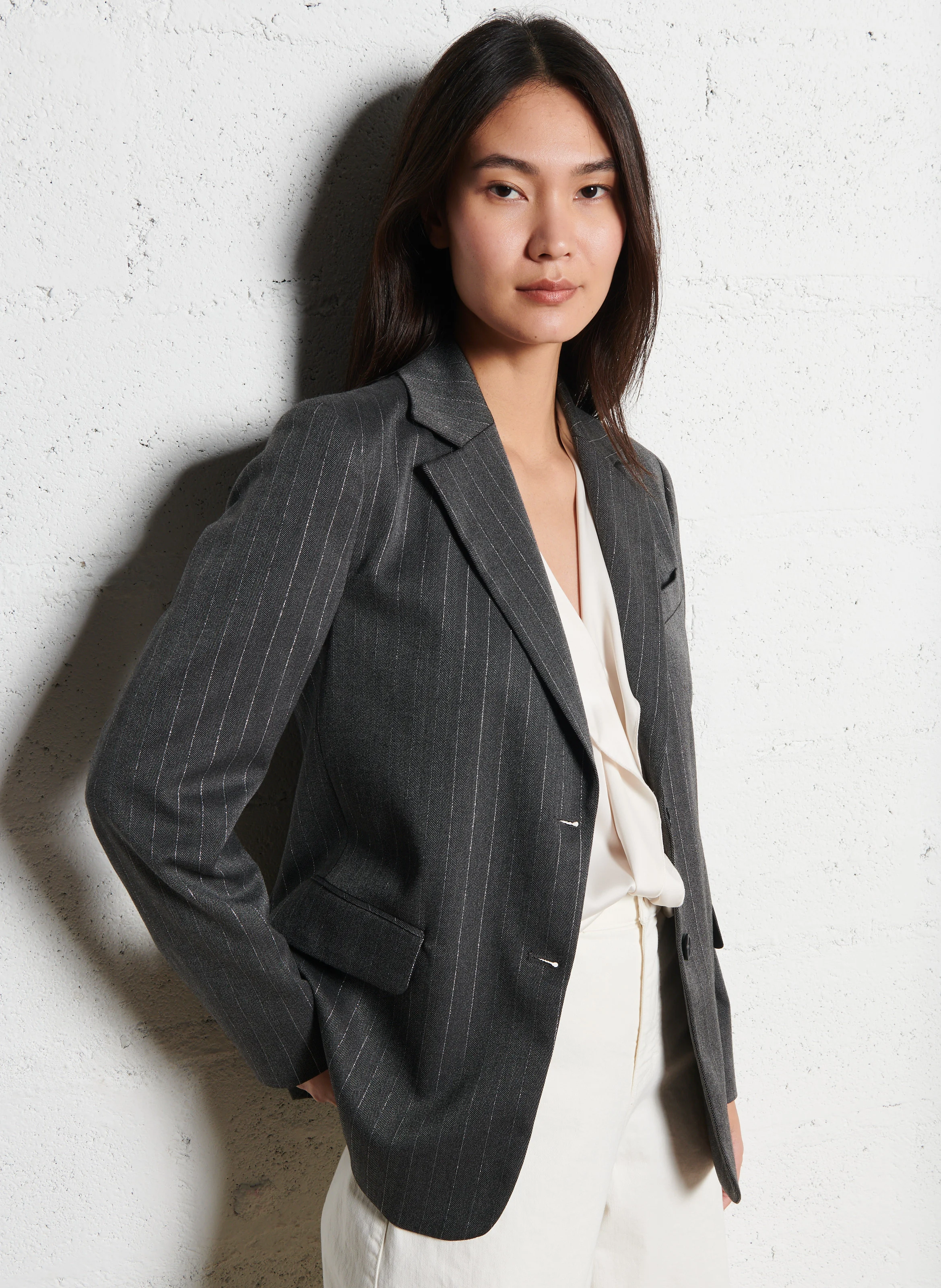Blazer à rayures | Gris