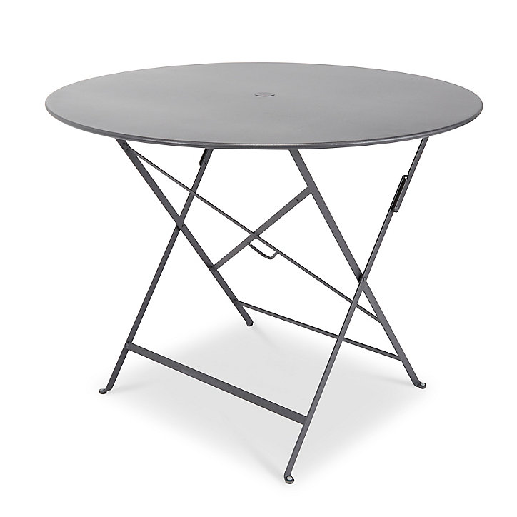 Table de jardin pliante Bistro en métal coloris carbone Ø.96 x H.74 cm