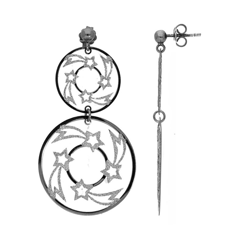 Boucles D'oreilles Argent Rhodier Star