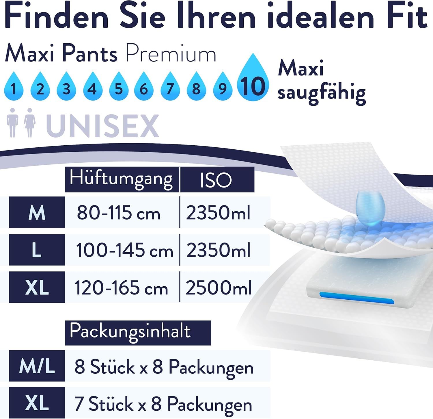 Harmony Care® MAXI saugstarke Windeln für Erwachsene - Inkontinenz-Pants für Männer und Frauen