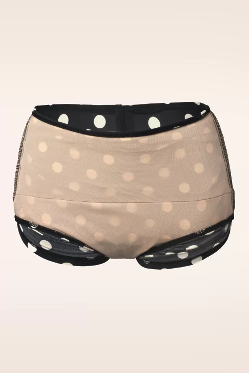 Esther Williams Klassieke Polka-bikinibroek in zwart en wit