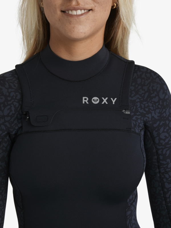 4/3 Swell Natural Combinaison de surf zip poitrine Noir Femme