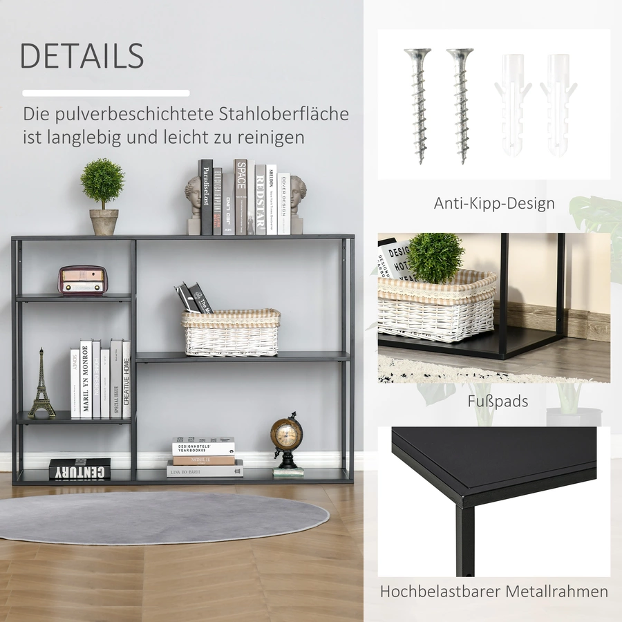 HOMCOM Standregal mit mehreren Ablageflächen schwarz
