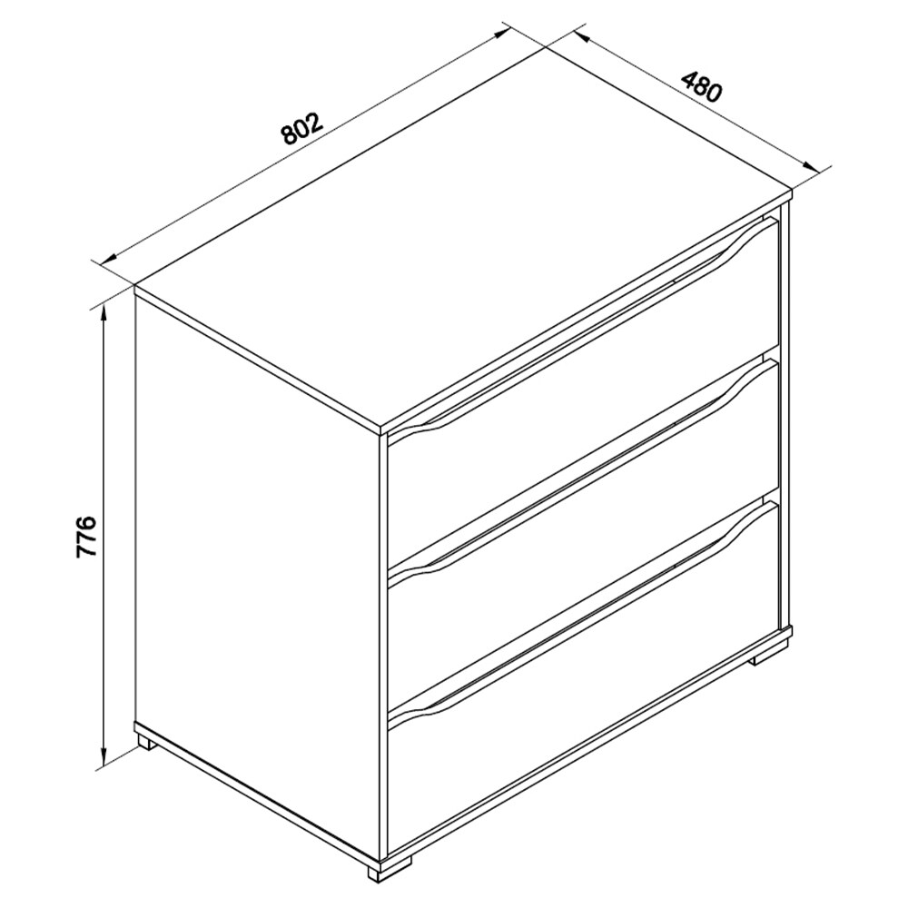 VICCO Kommode RUBEN Weiß 3 Schubladen 80cm Sideboard Mehrzweckschrank Schrank