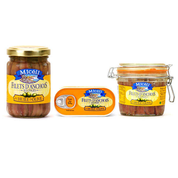 Filets d'anchois allongés à l'huile d'olive