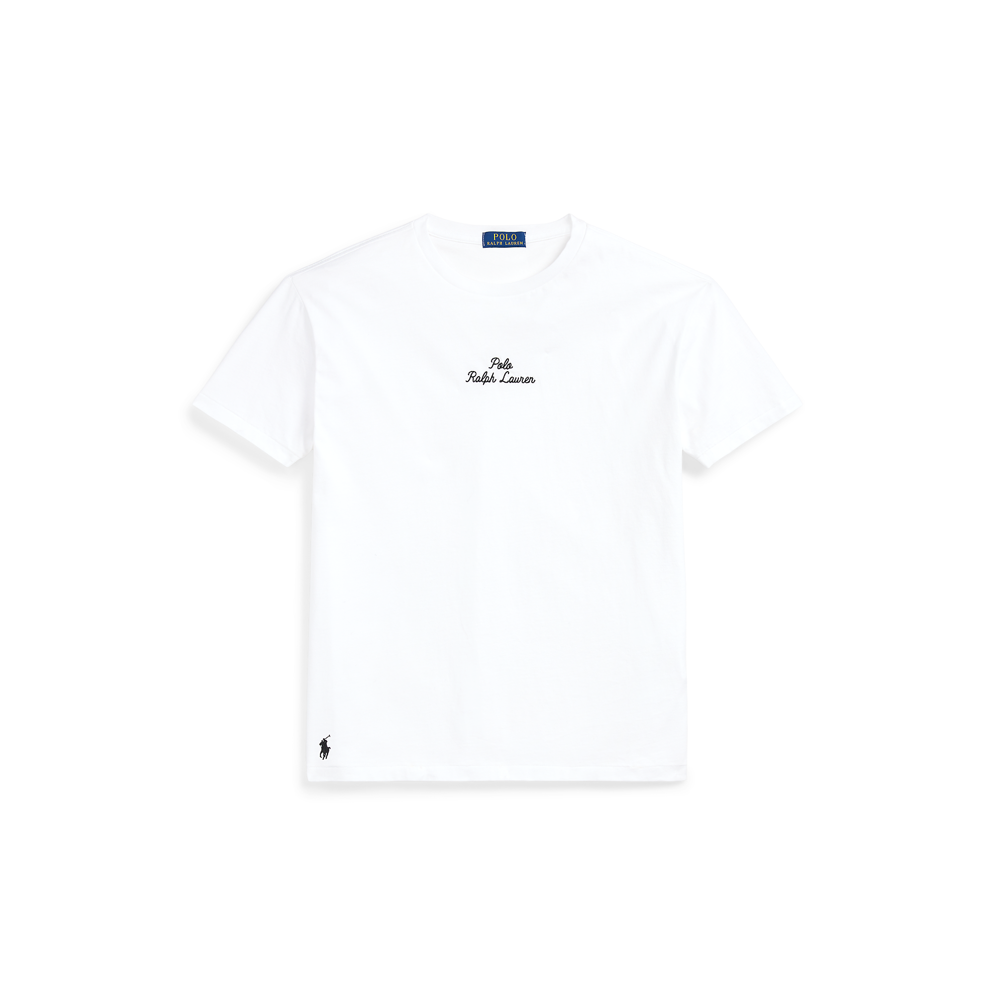 Tee-shirt col rond logo brodé en coton | Blanc