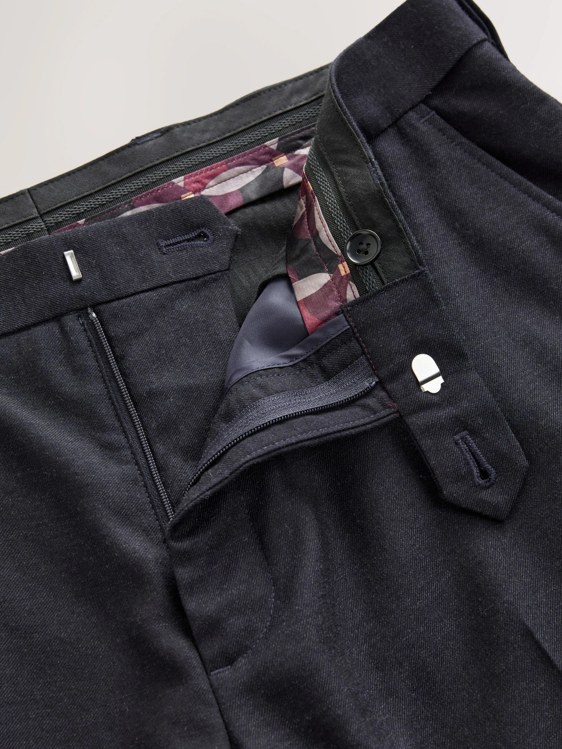 Donkerblauw - Normale Pasvorm - Signature - 100% Wollen broek met Motion Flex-tailleband