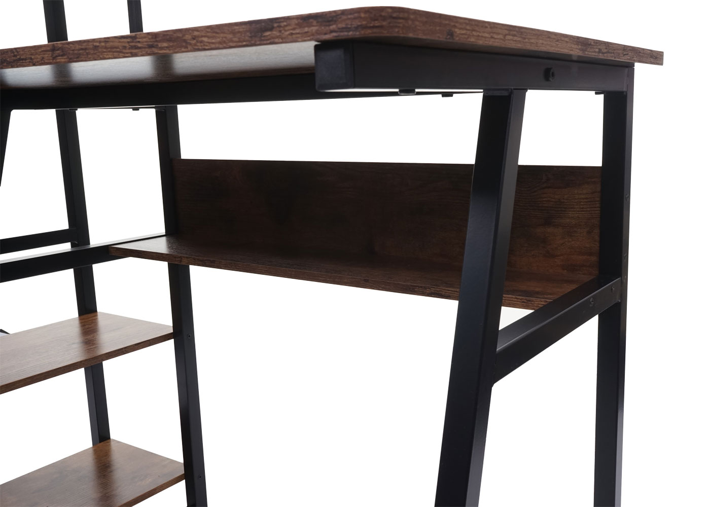 Schreibtisch mit Regal MCW-K68, Laptoptisch Bürotisch Arbeitstisch, MVG-zertifiziert 100x50cm, Metall MDF ~ braun