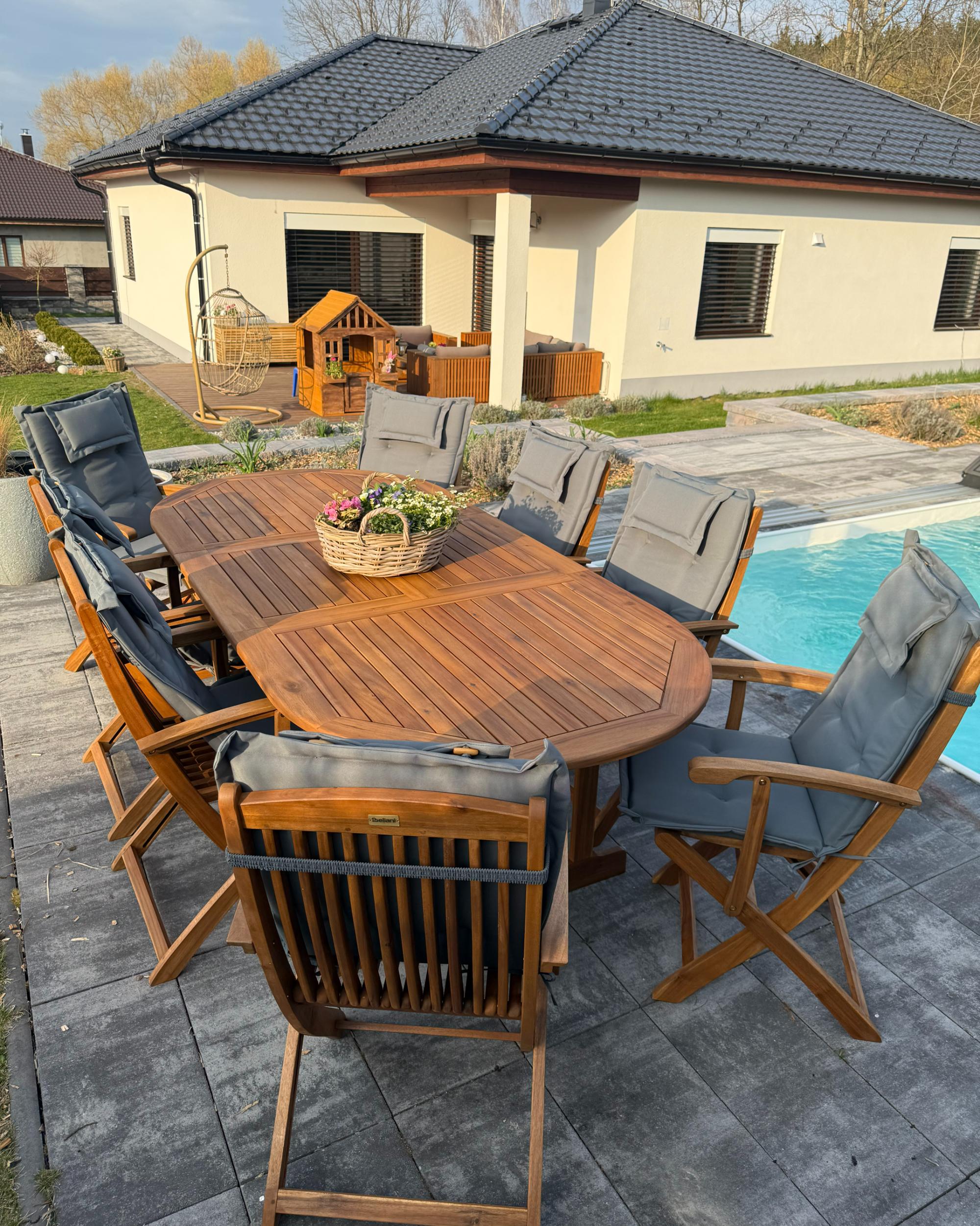 Tuinset 8-zits MAUI met kussens Acaciahout Grijs