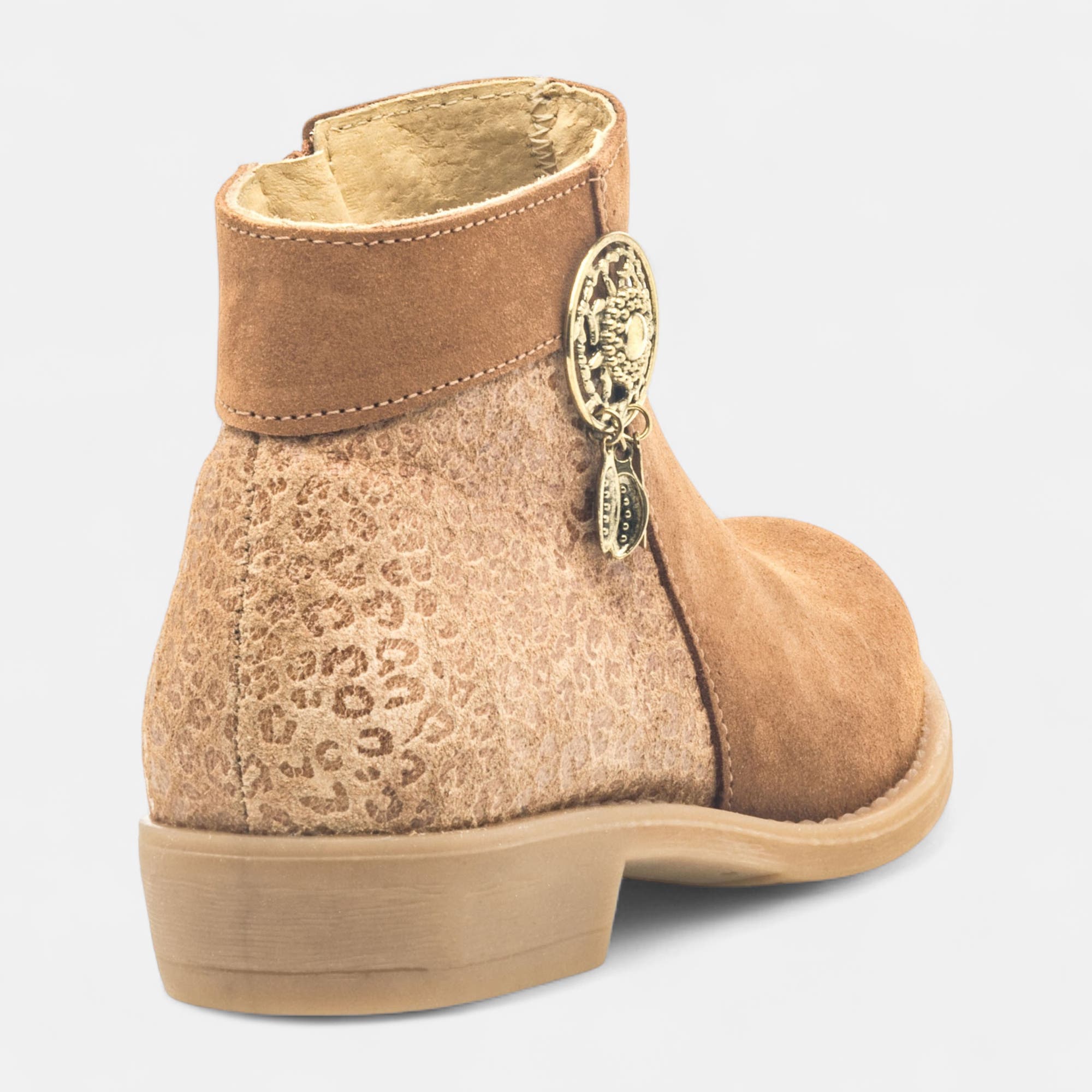 Bottines Fille en cuir cognac