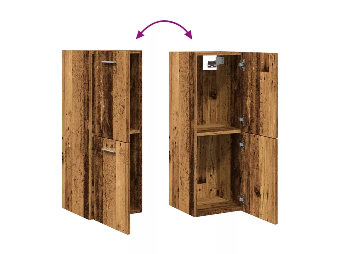 Armoire de salle de bain suspendue vieux bois bois d'ingénierie