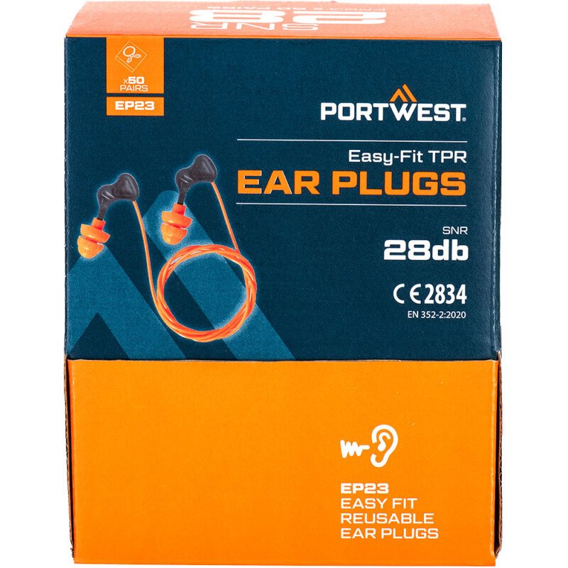 Portwest EP23 Bouchons d'oreille Easy Fit TPR (50 paires) Orange