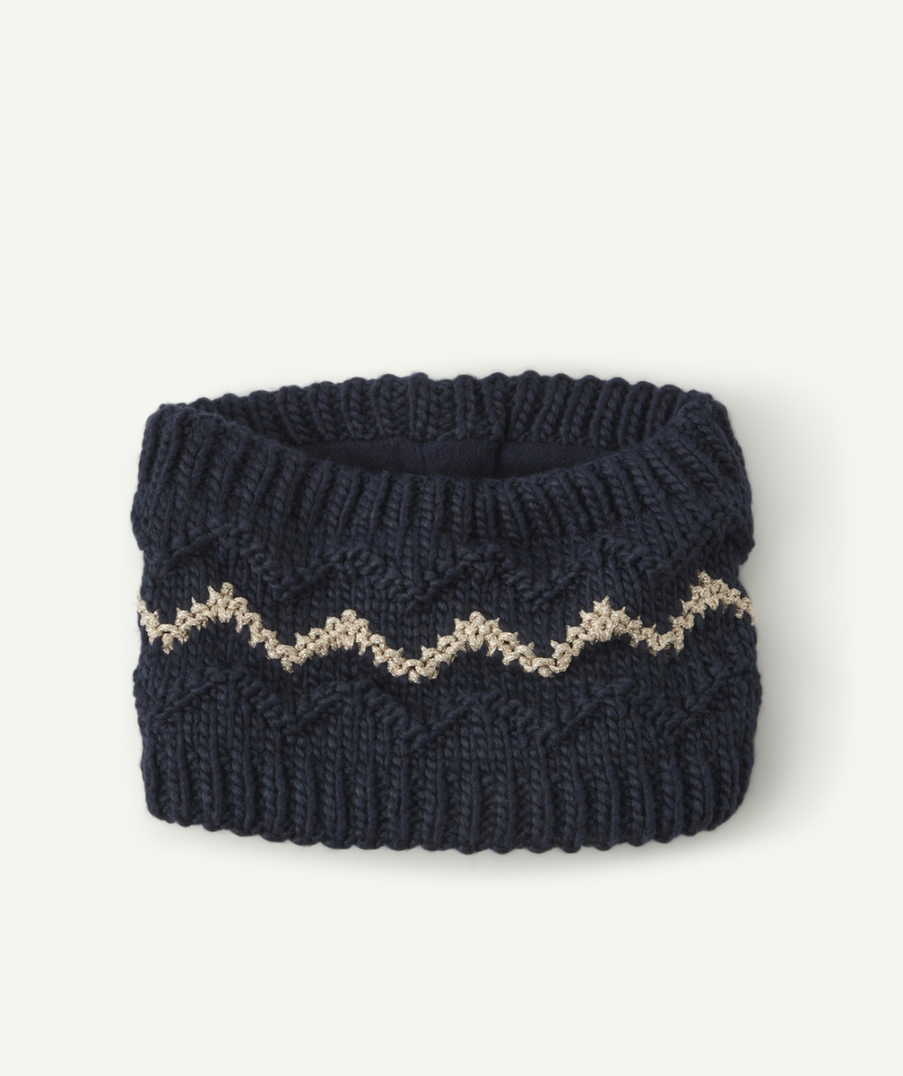 SNOOD BLEU EN FIBRES RECYCLÉES AVEC LISERÉ PAILLETÉ FILLE